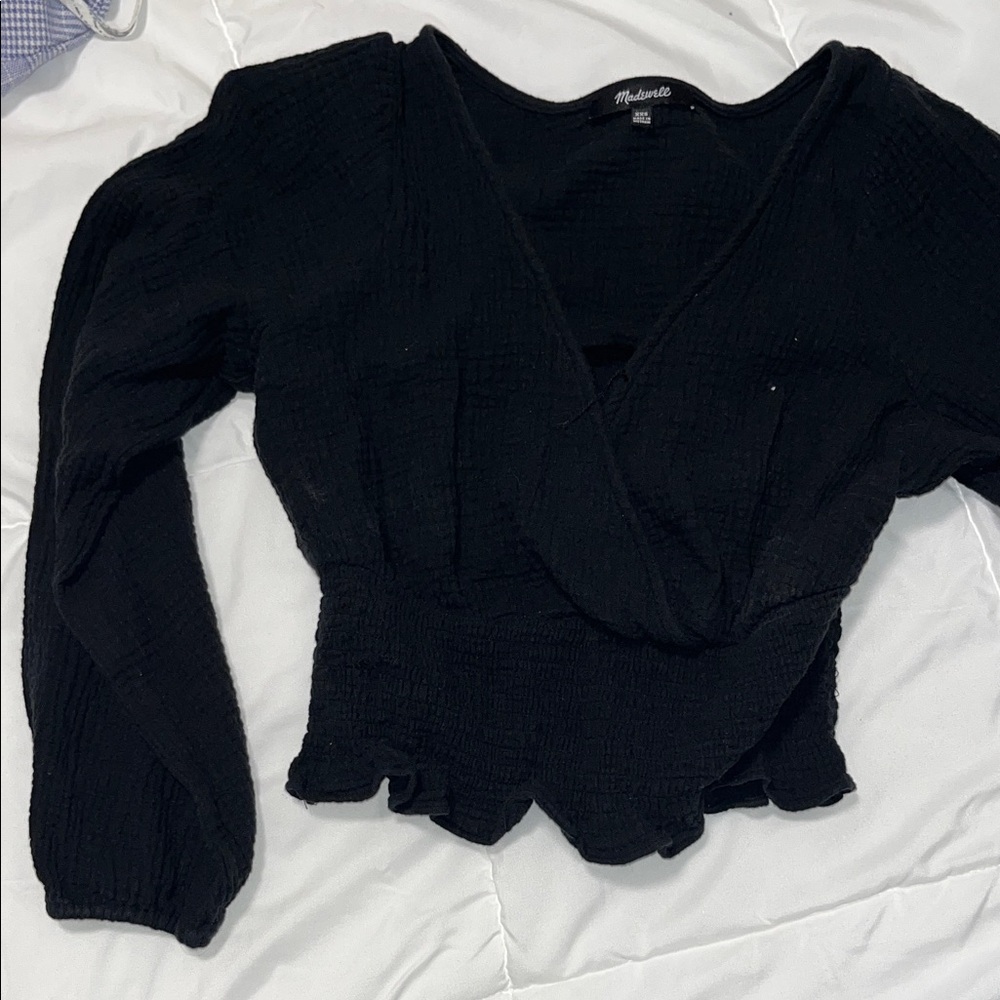 Madewell Black Textured Blouse